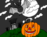 Desenho Paisagem Halloween pintado por oswaldo