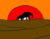 Desenho Elefante ao amanhecer pintado por igor