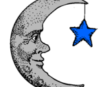 Desenho Lua e estrela pintado por belinha