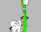 Desenho Dentes e escova de dentes pintado por josefina