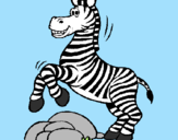 Desenho Zebra a saltar pedras pintado por William