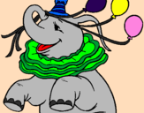 Desenho Elefante com 3 balões pintado por B.