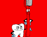 Desenho Dentes e escova de dentes pintado por felipe de luca