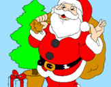 Desenho Santa Claus e uma árvore de natal pintado por Beatriz