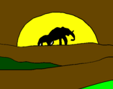 Desenho Elefante ao amanhecer pintado por fveiros