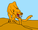 Desenho Tigre com dentes afiados pintado por lucas