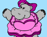 Desenho Hipopótamo com laço pintado por Renata