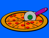 Desenho Pizza pintado por Arthur e Giovanna