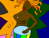 Desenho Músico africano pintado por maria fernanda piva  