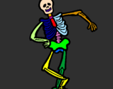 Desenho Esqueleto contente pintado por Arthur Ferrão