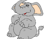 Desenho Elefante com a trompa levantada pintado por hh