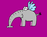 Desenho Elefante com asas pintado por diana