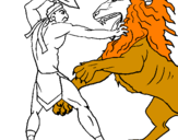 Desenho Gladiador contra leão pintado por MATHEUS