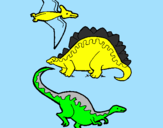 Desenho Três classes de dinossauros pintado por Nandinho