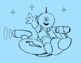 Desenho Marciano numa moto espacial pintado por LUCIA