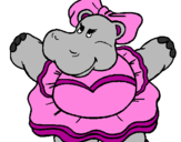 Desenho Hipopótamo com laço pintado por izadora