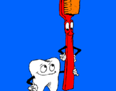 Desenho Dentes e escova de dentes pintado por arthur