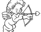 Desenho Cupido a apontar com a seta pintado por maria