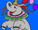 Desenho Elefante com 3 balões pintado por júlia naty
