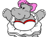 Desenho Hipopótamo com laço pintado por antonela carminda beulau