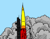 Desenho Lançamento foguete pintado por André Costa