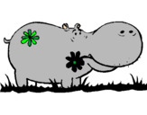 Desenho Hipopótamo com flores pintado por Hipopotamo