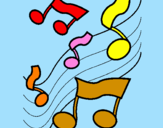 Desenho Notas na escala musical pintado por carol