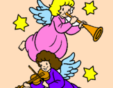 Desenho Anjos musicais pintado por fernanda