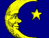Desenho Lua e estrela pintado por rosalee