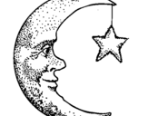 Desenho Lua e estrela pintado por amanda