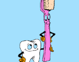 Desenho Dentes e escova de dentes pintado por angela