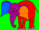 Desenho Elefante feliz pintado por Maria e Diogo Silva