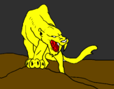 Desenho Tigre com dentes afiados pintado por juliett