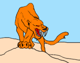 Desenho Tigre com dentes afiados pintado por davi