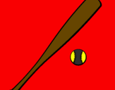 Desenho Bastão de basebol e bola pintado por rodrigo da costa rodrigue