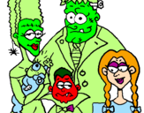 Desenho Família de monstros pintado por tiago martinho