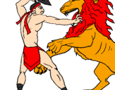 Desenho Gladiador contra leão pintado por bruno gato