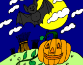 Desenho Paisagem Halloween pintado por o loco bixo