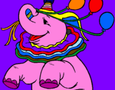Desenho Elefante com 3 balões pintado por piu piu