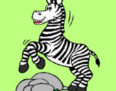 Desenho Zebra a saltar pedras pintado por Priscilla