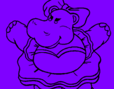 Desenho Hipopótamo com laço pintado por lais