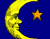 Desenho Lua e estrela pintado por Lua