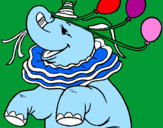 Desenho Elefante com 3 balões pintado por ju dica