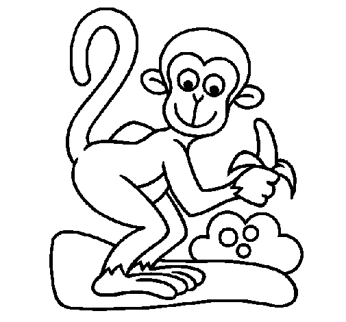 Desenho de Macaco pendurado em um galho para Colorir - Colorir.com