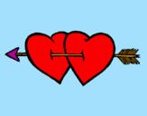 Desenho Dois corações com uma seta pintado por -Paty-