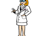 Desenho Doutora com óculos pintado por nadia