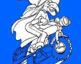 Desenho Bruxa numa moto pintado por jamilly