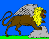Desenho Leão alado pintado por david