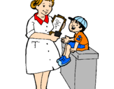 Desenho Enfermeira e menino pintado por bah