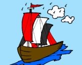 Desenho Barco veleiro pintado por João Pedro Icém